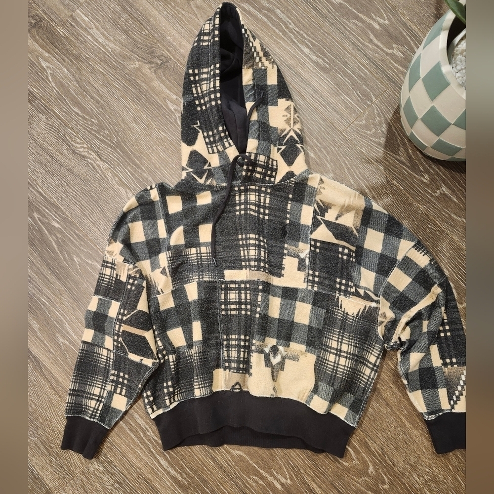 Polo Ralph Lauren Aztec Southwestern Plaid Oversized Hoodie size Small NWOT